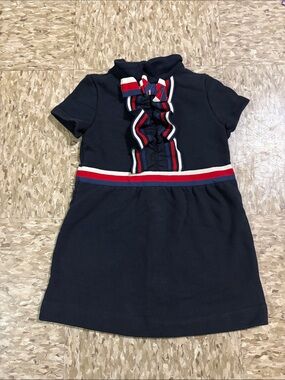 Gucci Bow Web Dress Navy Blue With Red Stripes